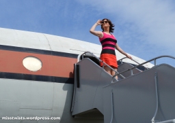 Vintage dress, vintage plane; both are a bit cramped for space...