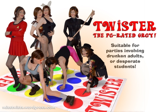 This was a friend's photoshop challenge: multiple Twists playing Twister.